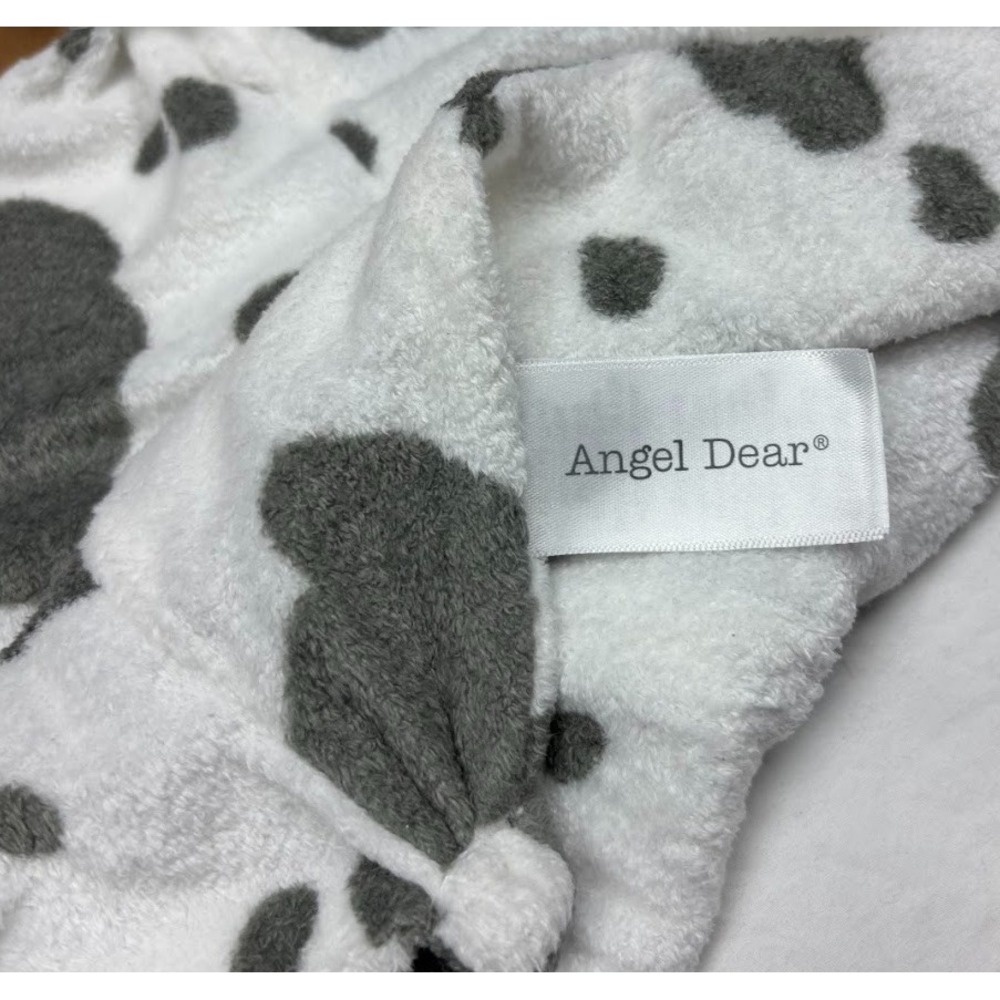Angel Dear Soft Cow Baby Security Blanket Lovey Gray White Spots Sleeping Eyes - Picture 4 of 4